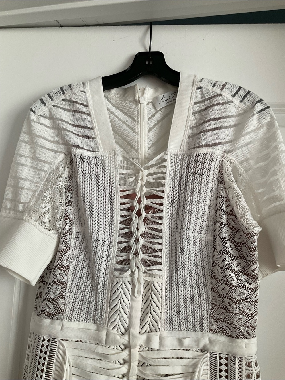 Byron Lars White Lace Fringe Midi Dress - Picture 4 of 4